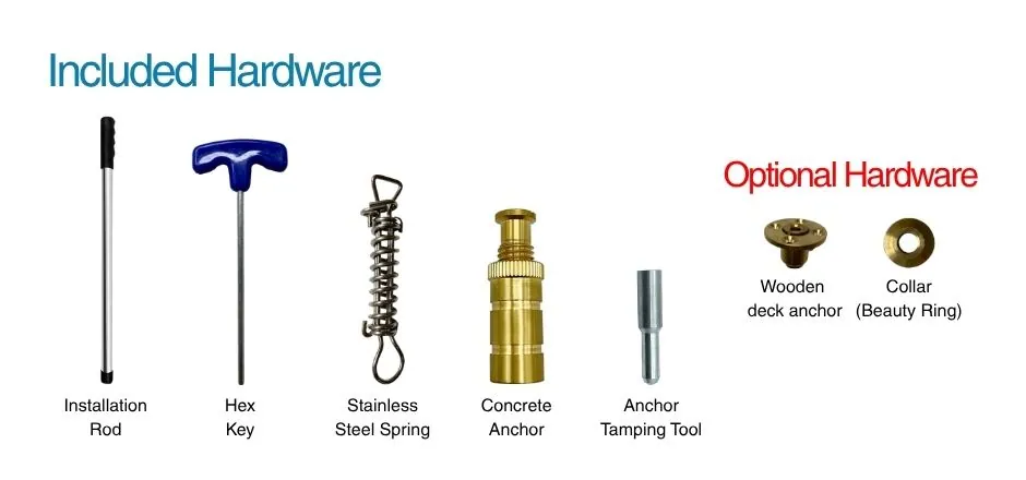 Included Pool Cover Hardware Components