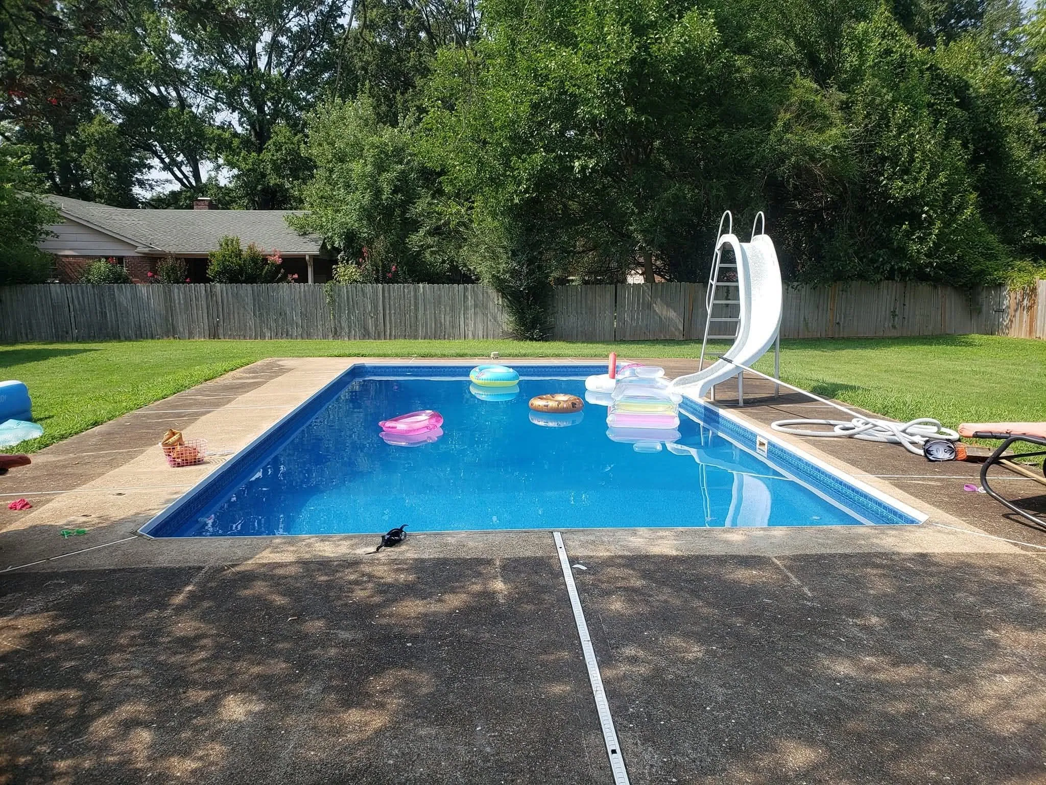 Blue Lancashire pool liner installation photo